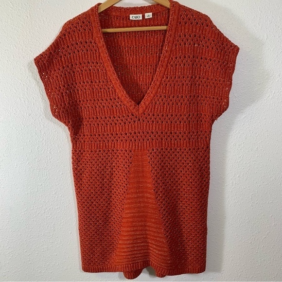 Cato Womens Open Weave Sweater Vest V Neck Light Weight Long Tunic Top S XL - Picture 9 of 9